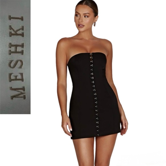 Meshki Dresses & Skirts - 🔥 MESHKI Ornella Black Hook & Eye Mini Dress – Size Large – Like New 🔥